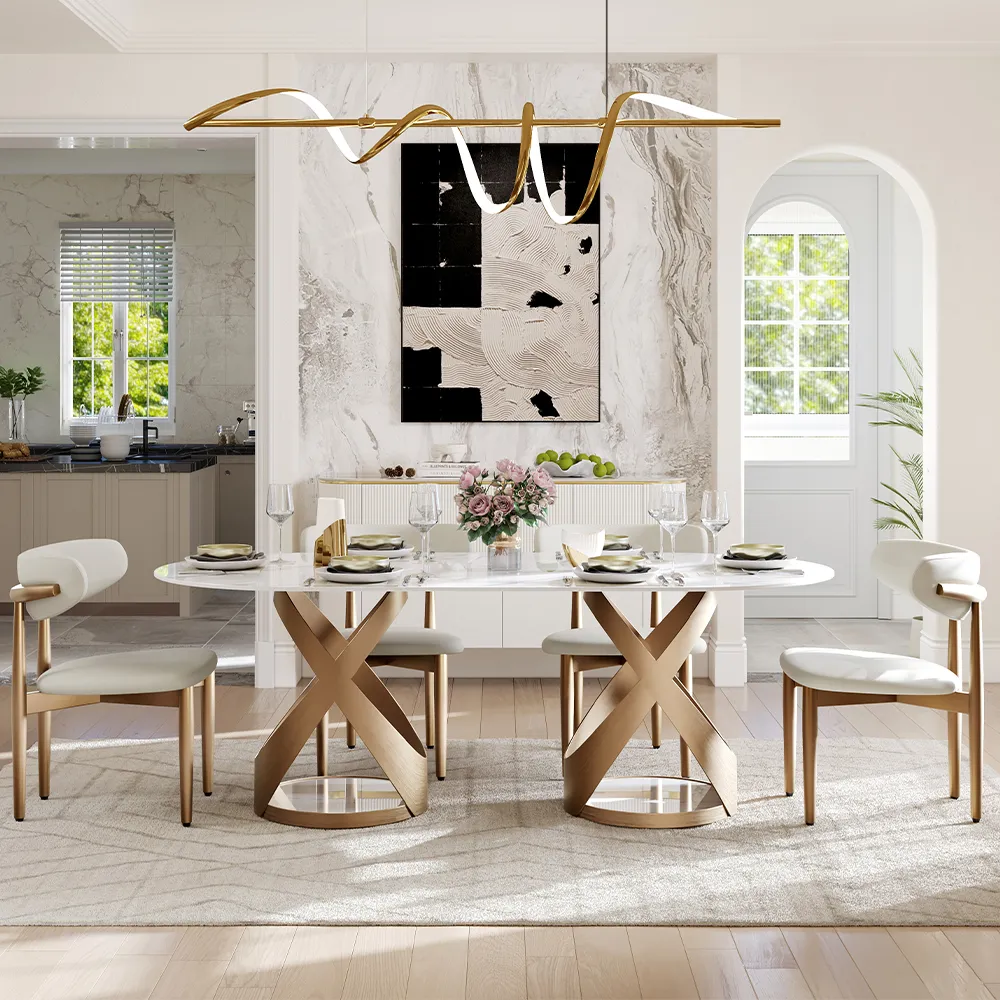 Glossy Sintered Stone Dining Table Glossy Sintered Stone Dining Table