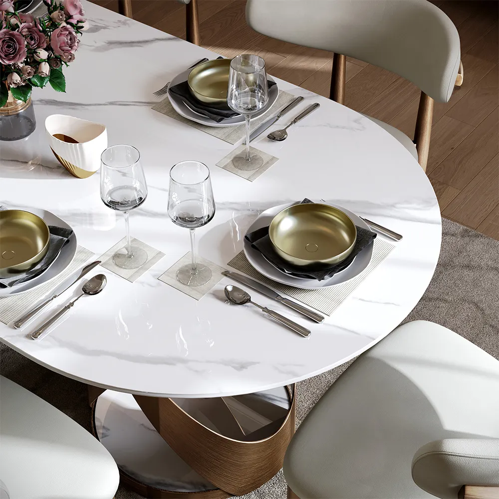 Glossy Sintered Stone Dining Table Glossy Sintered Stone Dining Table