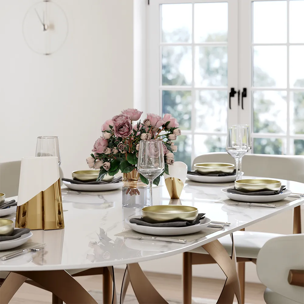 Glossy Sintered Stone Dining Table Glossy Sintered Stone Dining Table