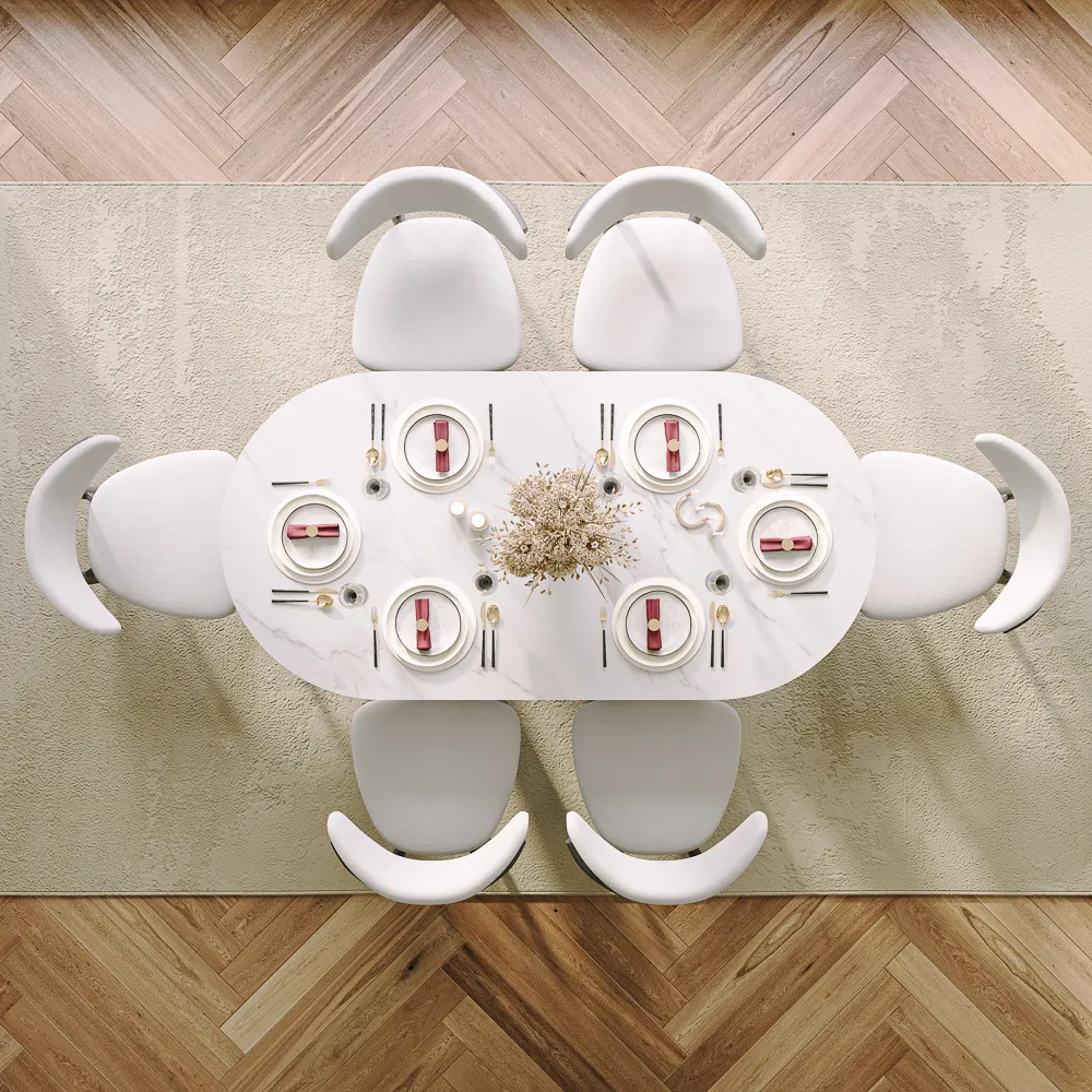 Oval Glossy Sintered Stone Dining Table