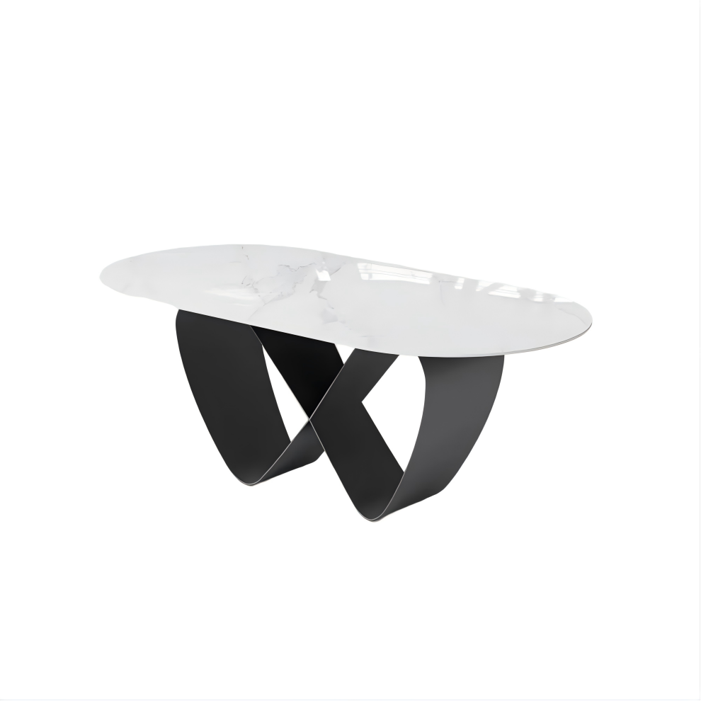 Oval Glossy Sintered Stone Dining Table
