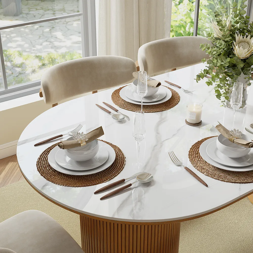 Glossy Sintered Stone Dining Table Glossy Sintered Stone Dining Table