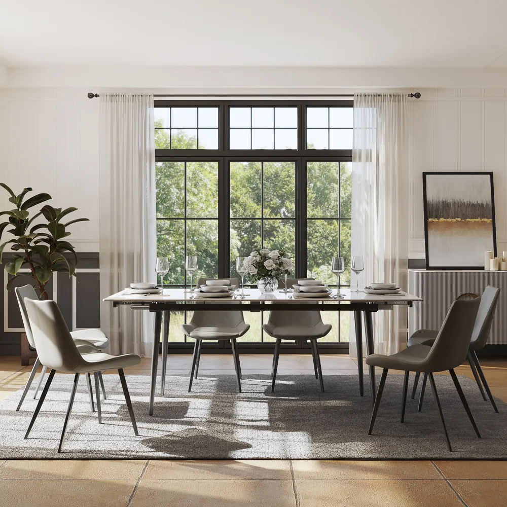 Rectangular Sintered Stone Extendable Dining Table