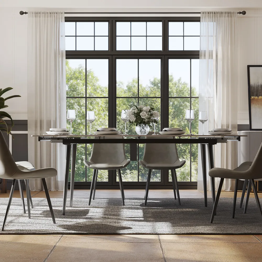 Rectangular Sintered Stone Extendable Dining Table