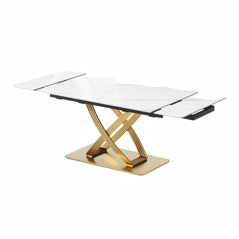 Rectangular Glossy Sintered Stone Extendable Dining Table