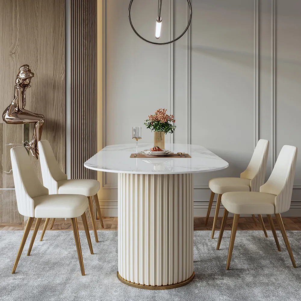 Oval Glossy Sintered Stone Dining Table