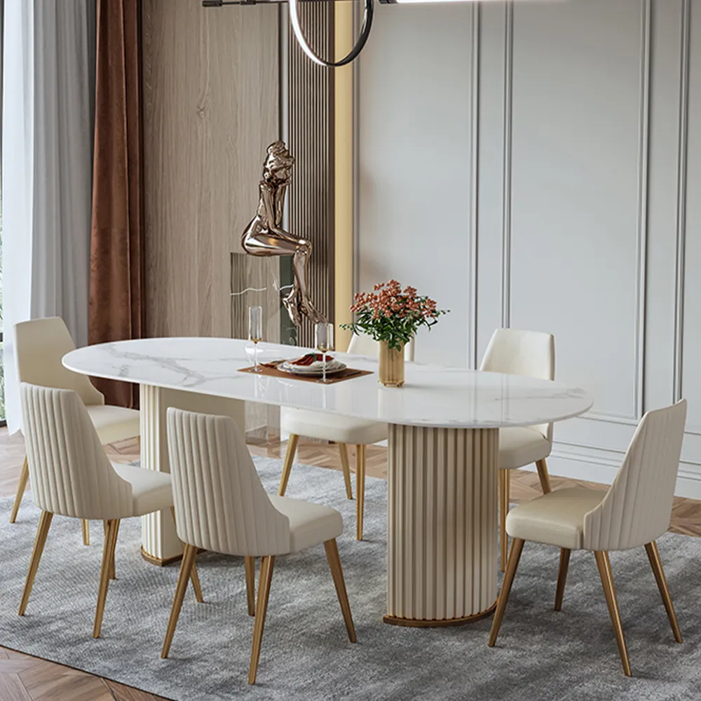 Oval Glossy Sintered Stone Dining Table