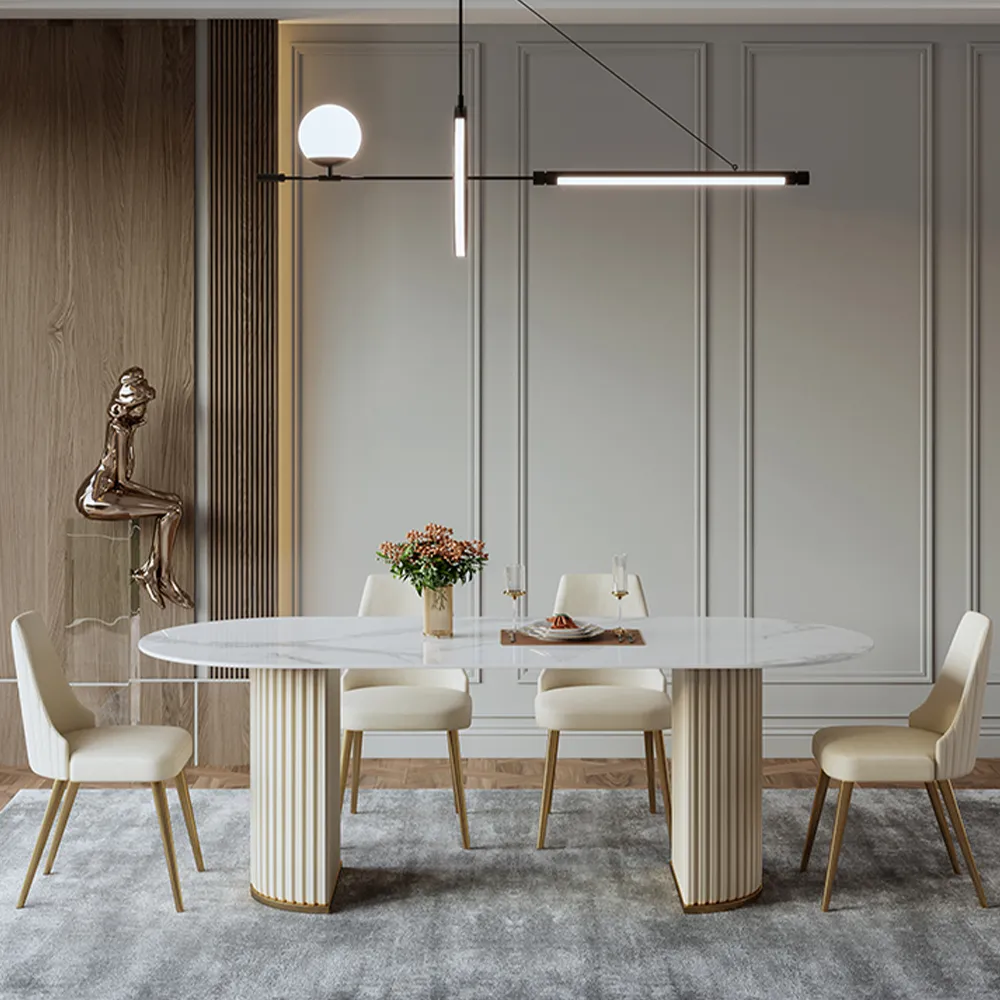 Oval Glossy Sintered Stone Dining Table