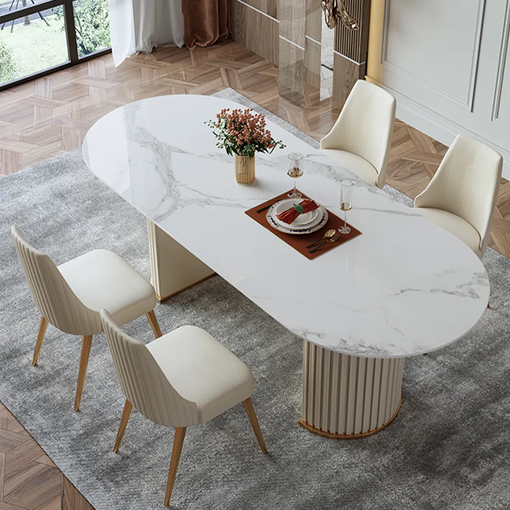 Oval Glossy Sintered Stone Dining Table