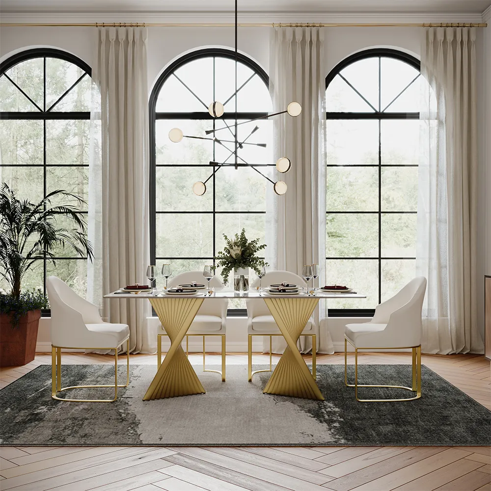 Rectangular Glossy Sintered Stone Dining Table Rectangular Glossy Sintered Stone Dining Table