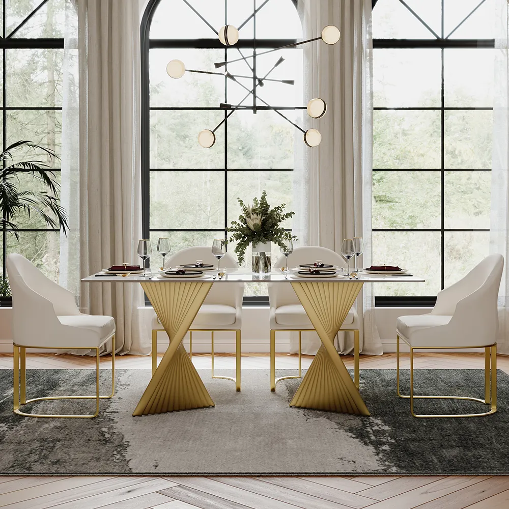 Rectangular Glossy Sintered Stone Dining Table Rectangular Glossy Sintered Stone Dining Table