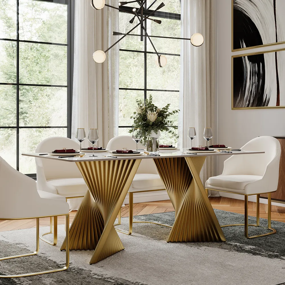 Rectangular Glossy Sintered Stone Dining Table Rectangular Glossy Sintered Stone Dining Table