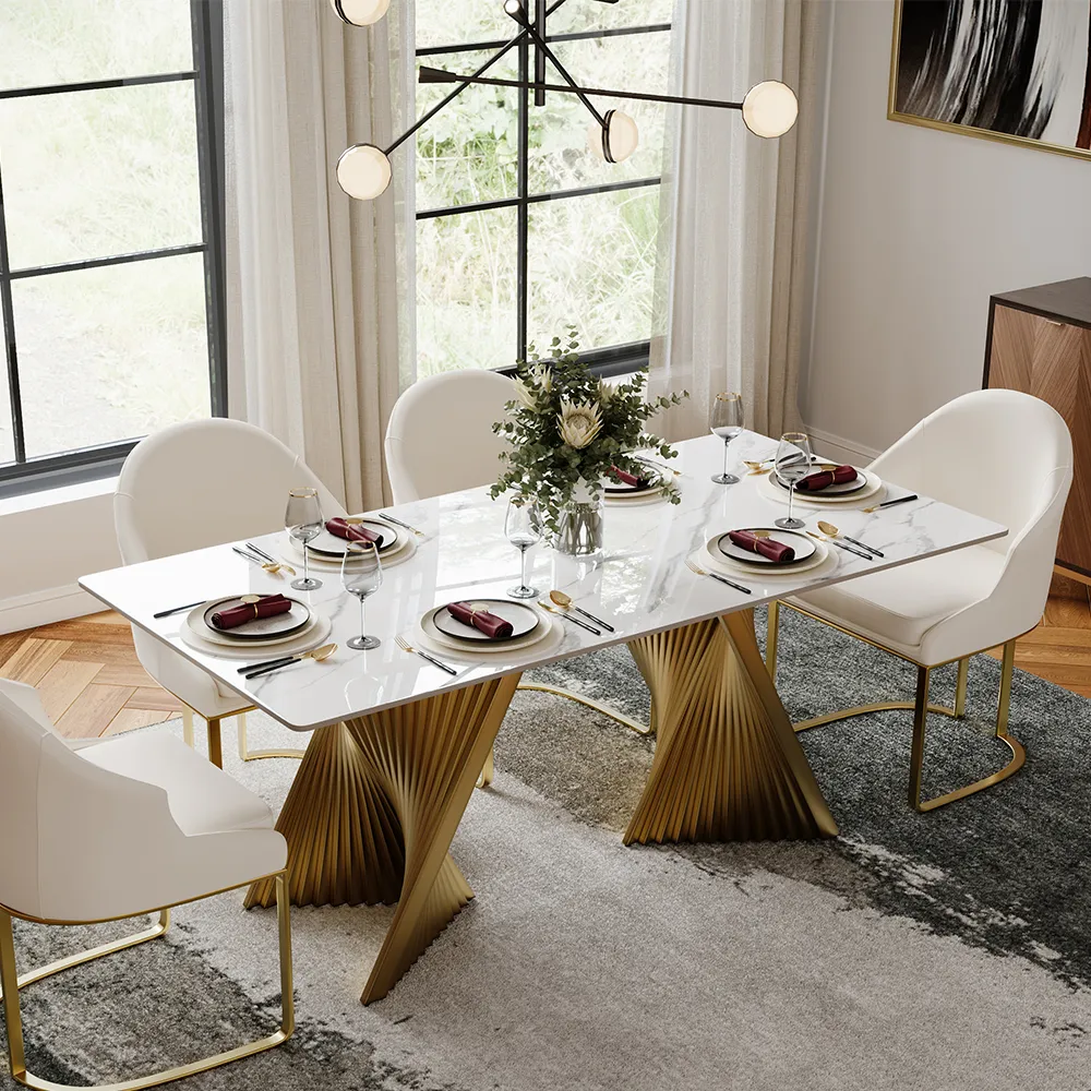 Rectangular Glossy Sintered Stone Dining Table Rectangular Glossy Sintered Stone Dining Table