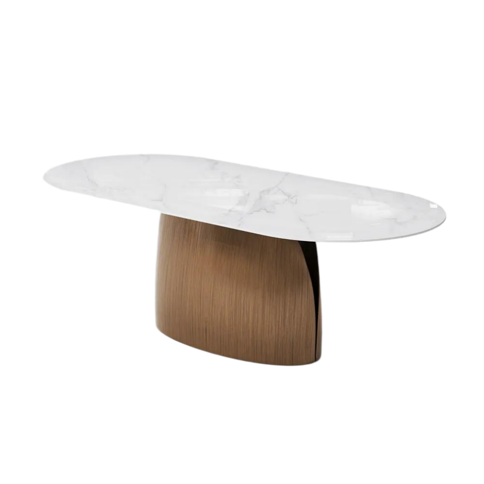 Modern Classic Pedestal Oval Dining Table