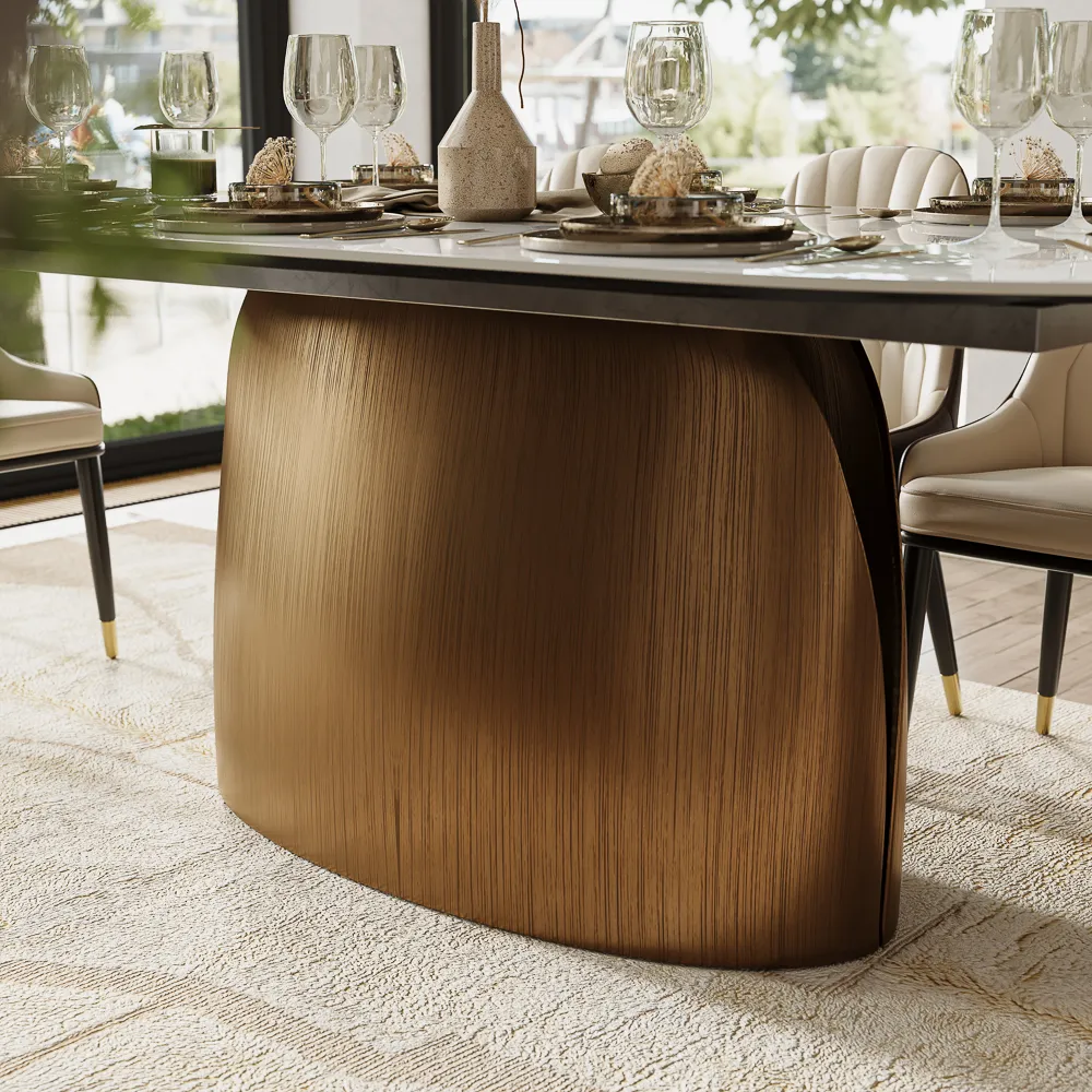 Modern Classic Pedestal Oval Dining Table
