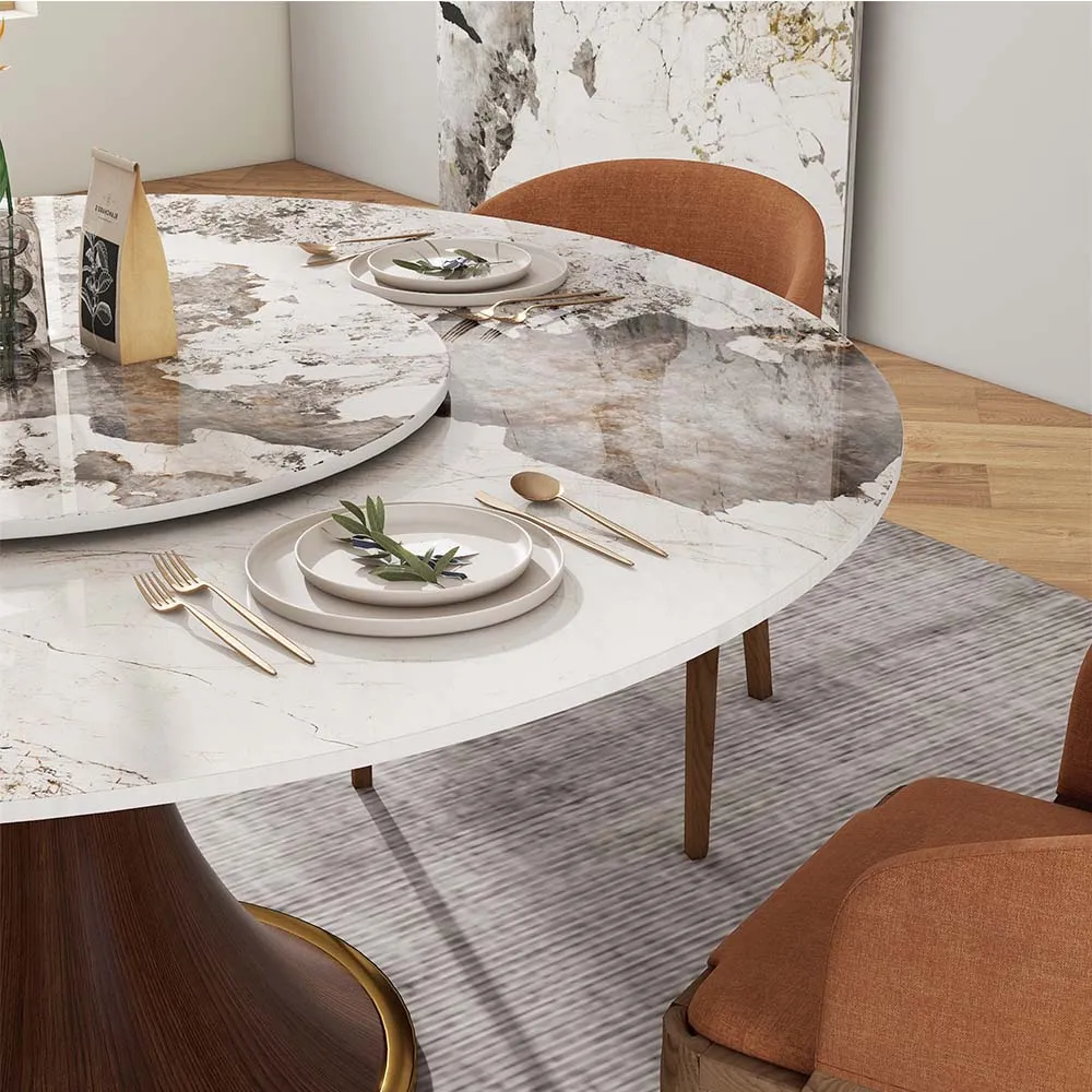 Modern Round Dining Table with Lazy Susan Modern Round Dining Table with Lazy Susan