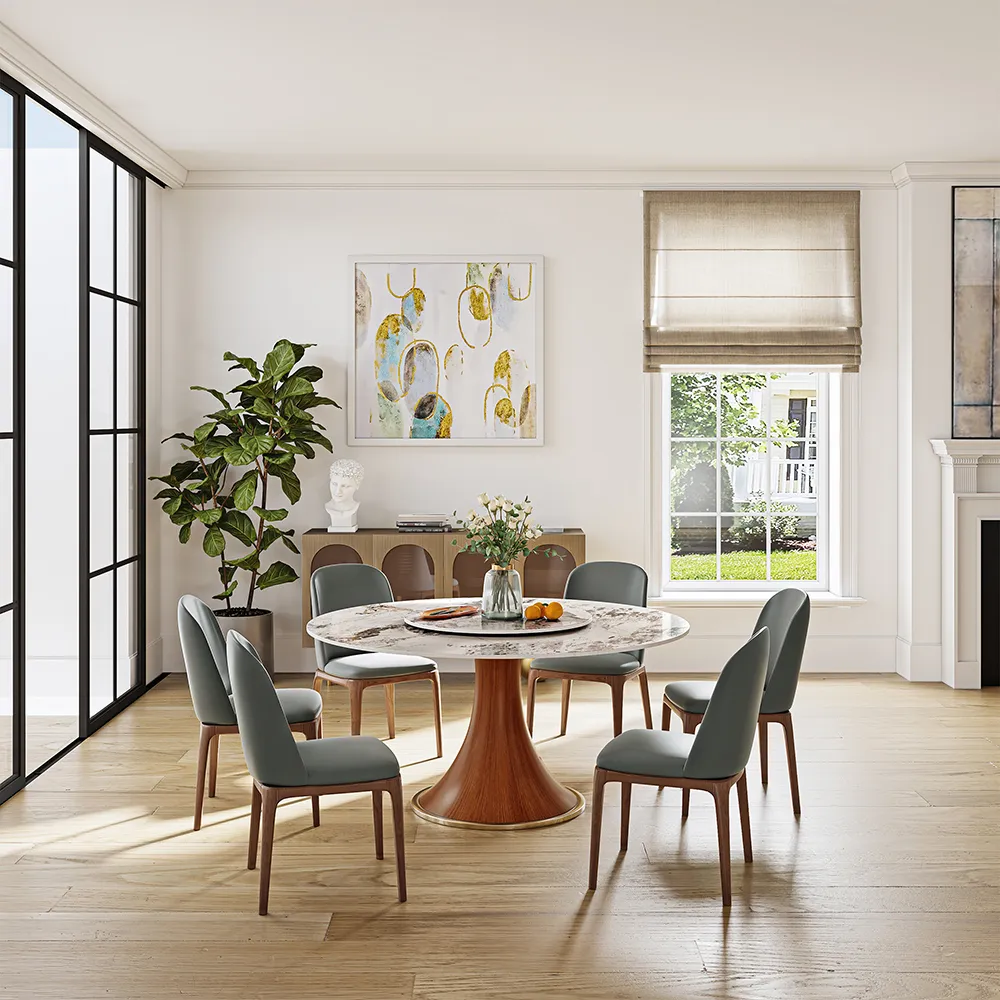 Modern Round Dining Table with Lazy Susan Modern Round Dining Table with Lazy Susan