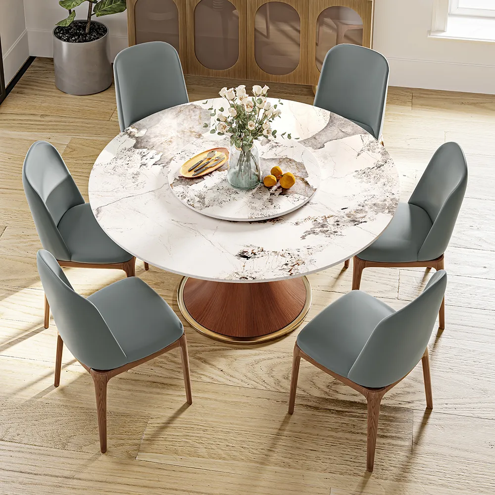 Modern Round Dining Table with Lazy Susan Modern Round Dining Table with Lazy Susan