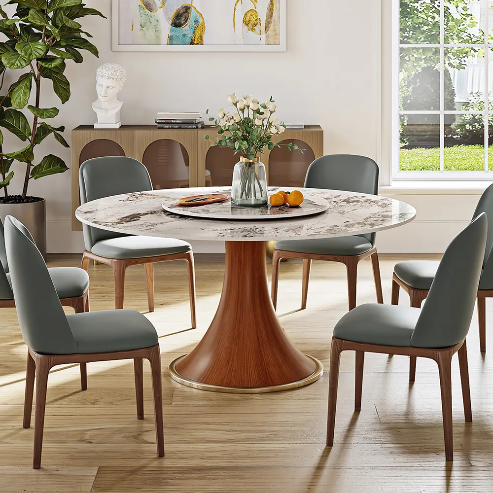 Modern Round Dining Table with Lazy Susan Modern Round Dining Table with Lazy Susan