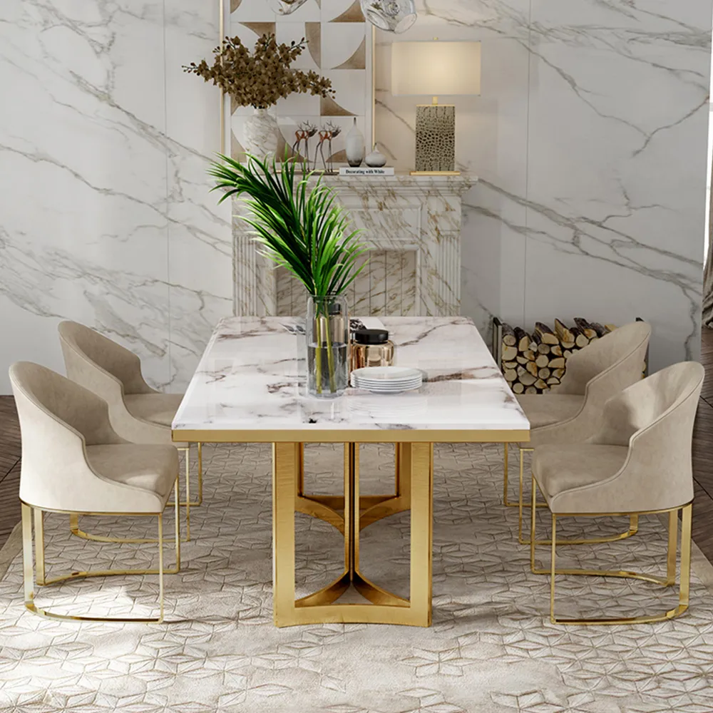 Bura Modern Faux Marble Dining Table