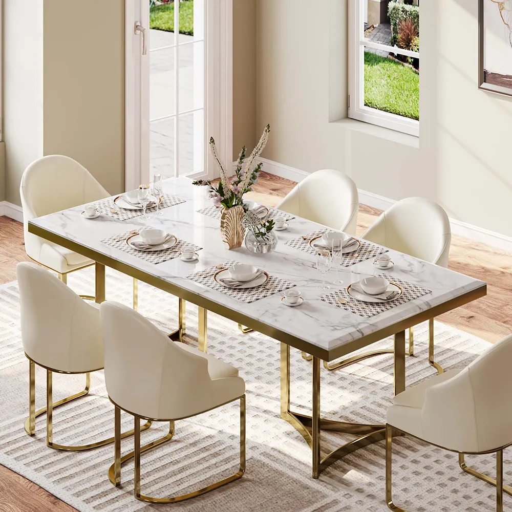 Bura Modern Faux Marble Dining Table