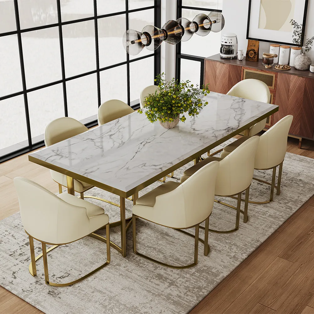 Bura Modern Faux Marble Dining Table