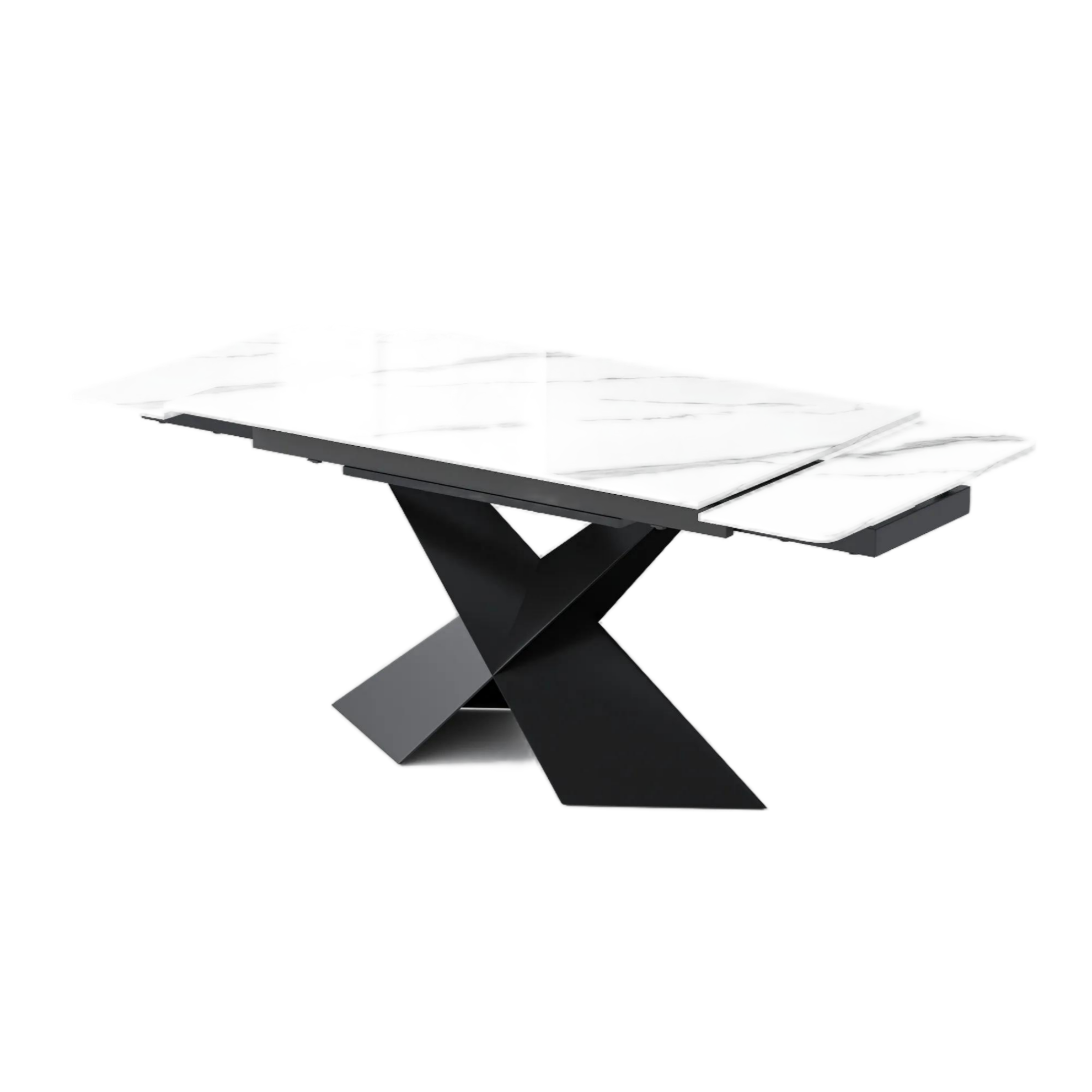 Rectangular Glossy Sintered Stone Extendable Dining Table