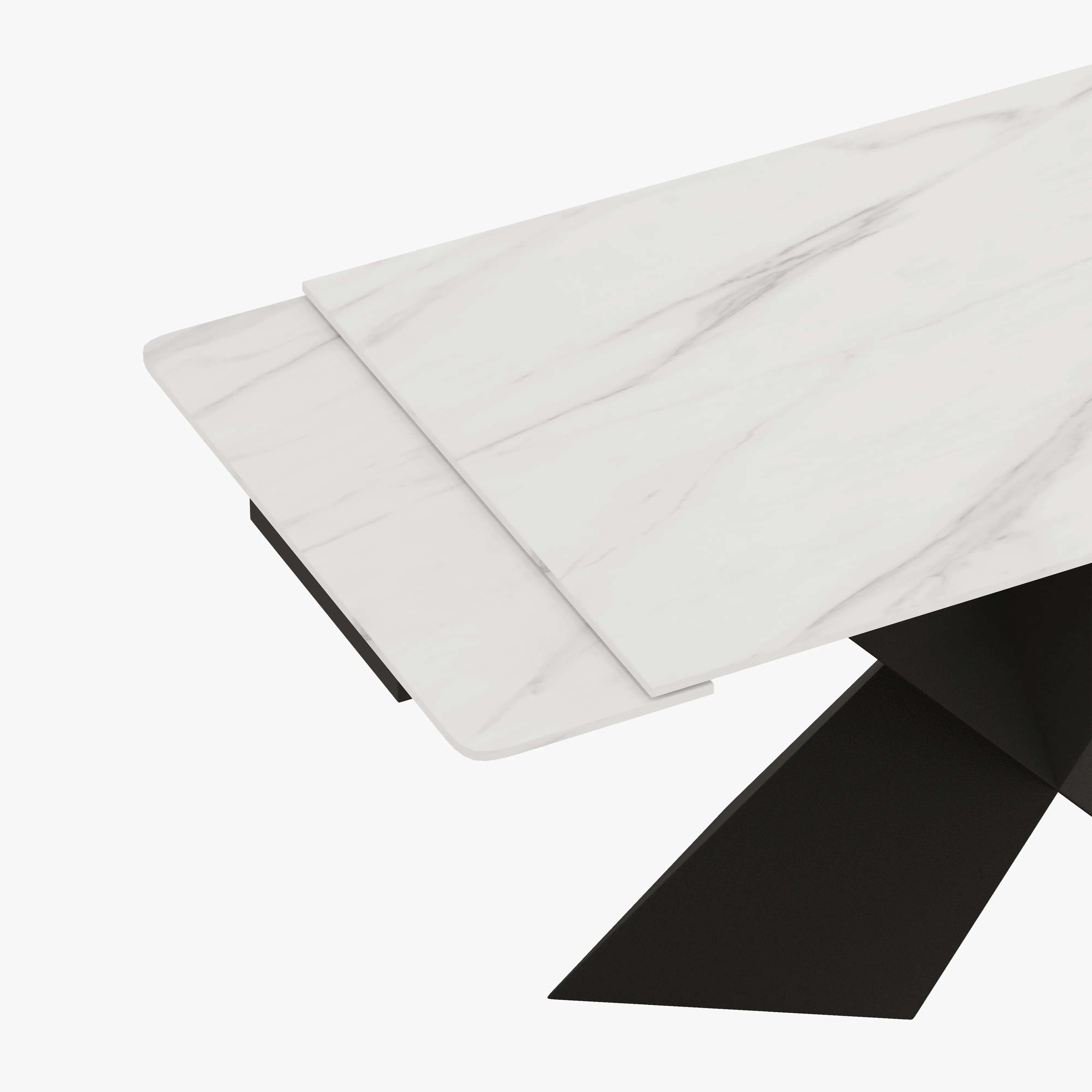 Rectangular Glossy Sintered Stone Extendable Dining Table