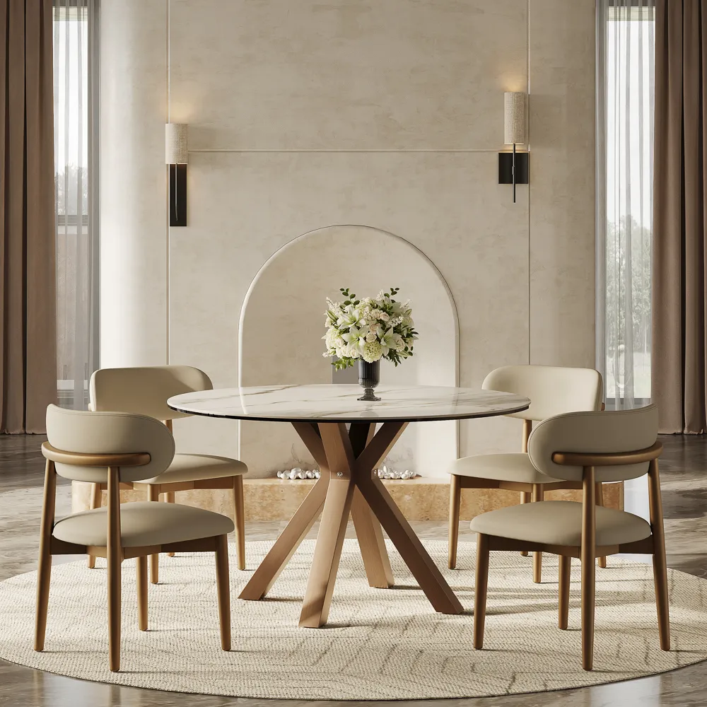 Round Glossy Sintered Stone Dining Table Round Glossy Sintered Stone Dining Table