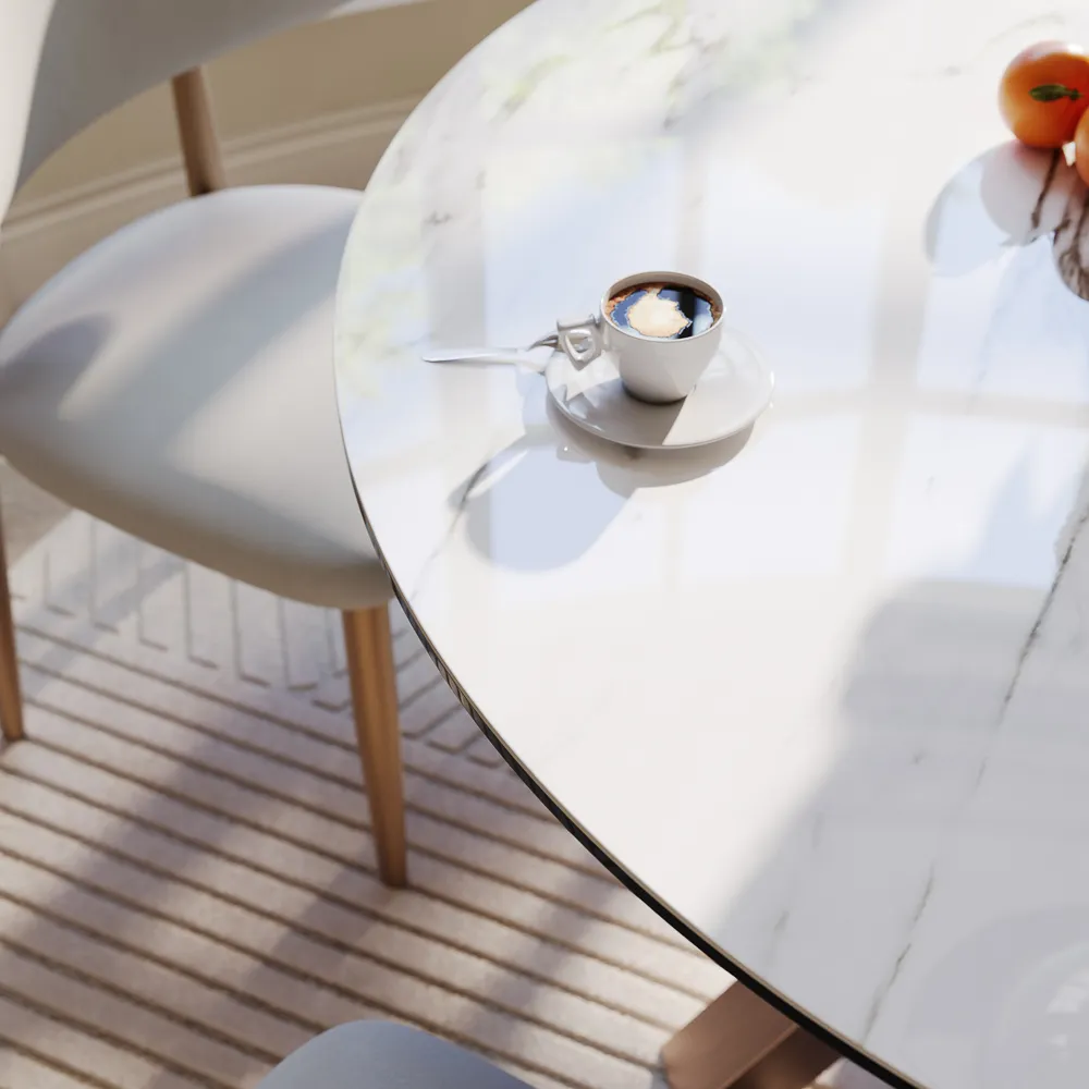 Round Glossy Sintered Stone Dining Table Round Glossy Sintered Stone Dining Table