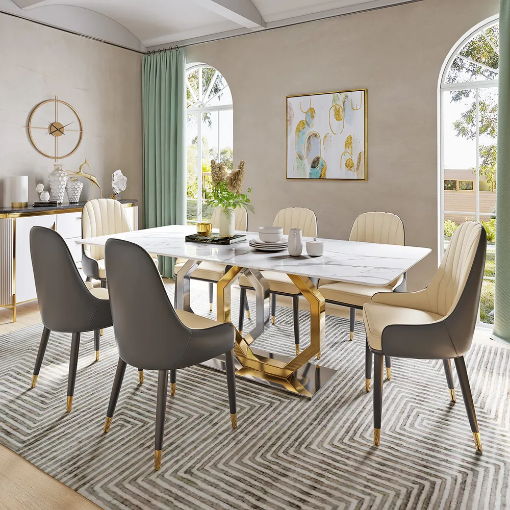 Modern White Faux Marble Dining Table Modern White Faux Marble Dining Table