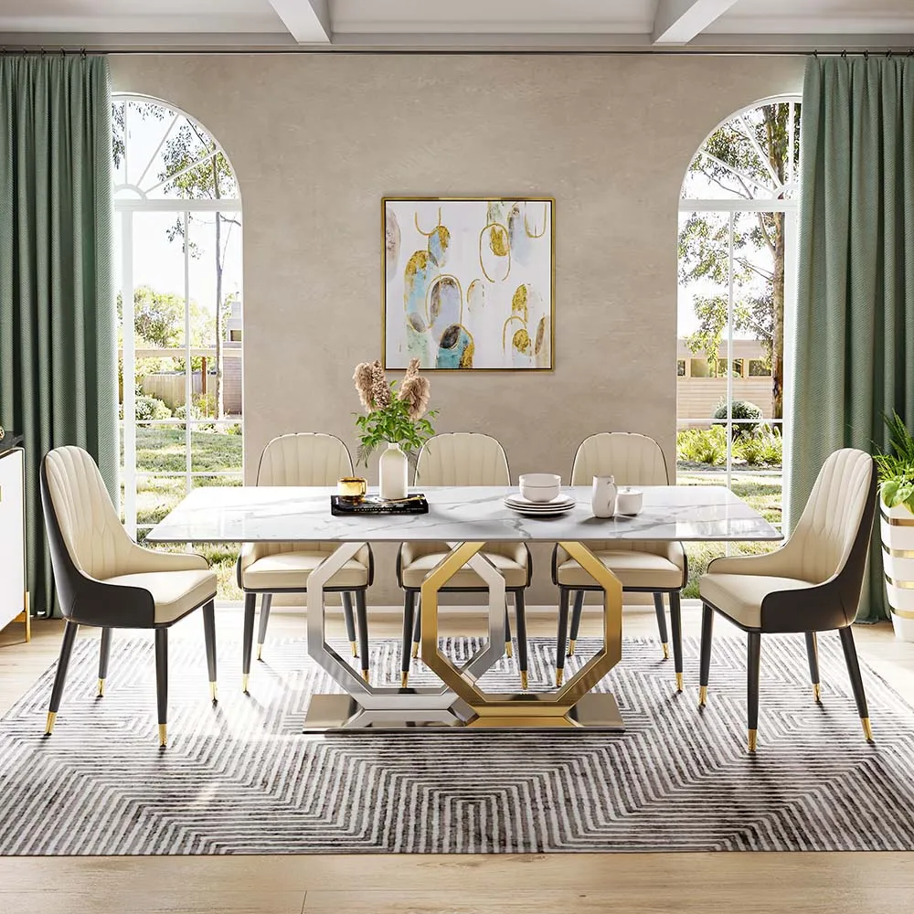 Modern White Faux Marble Dining Table Modern White Faux Marble Dining Table