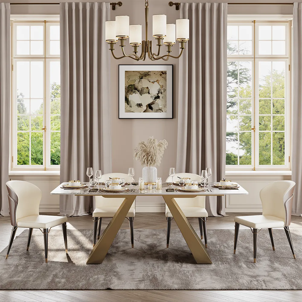 Rectangular Glossy Sintered Stone Dining Table Rectangular Glossy Sintered Stone Dining Table
