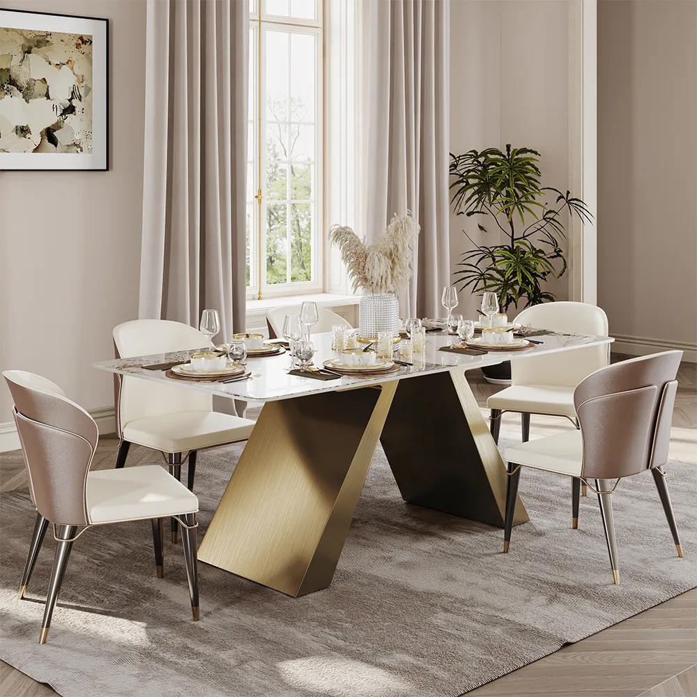Rectangular Glossy Sintered Stone Dining Table Rectangular Glossy Sintered Stone Dining Table