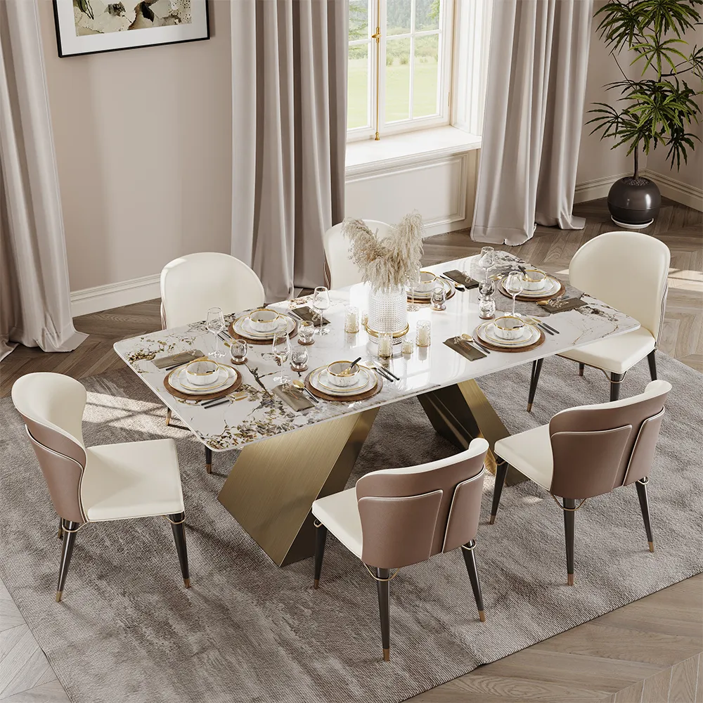 Rectangular Glossy Sintered Stone Dining Table Rectangular Glossy Sintered Stone Dining Table