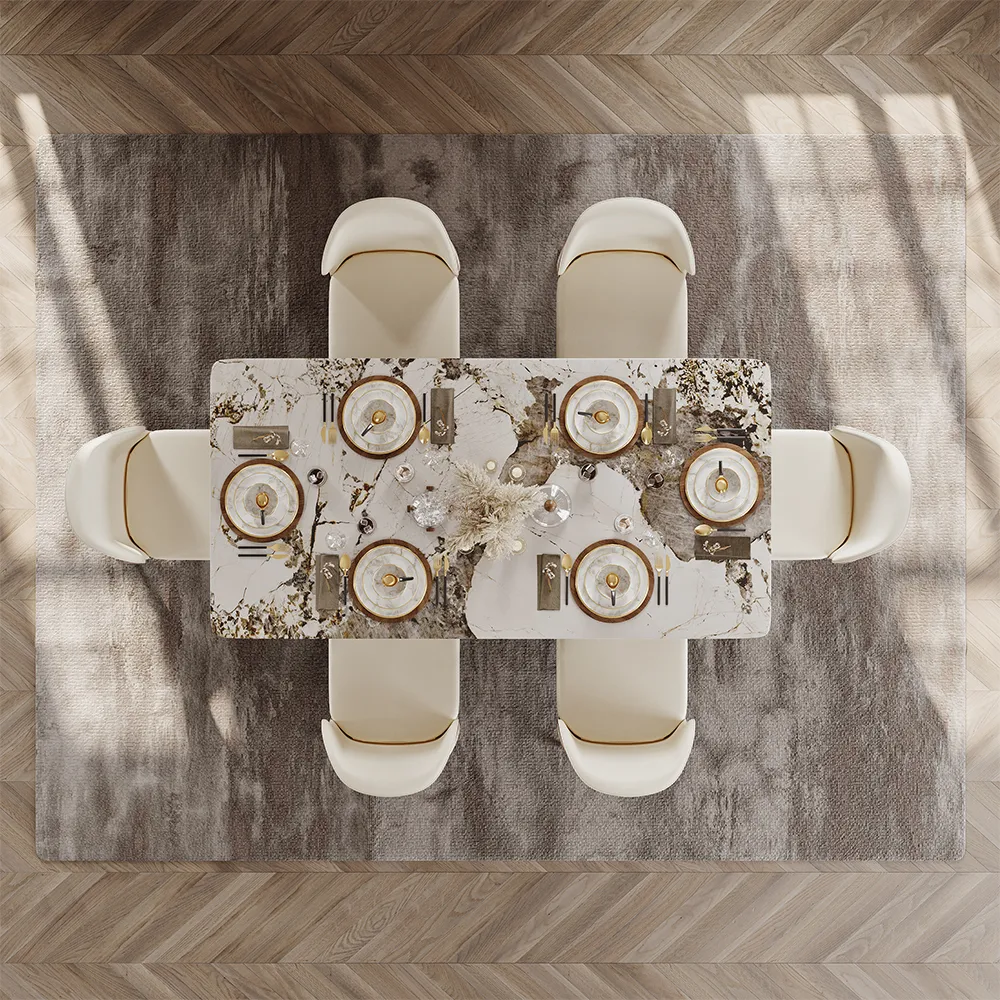 Rectangular Glossy Sintered Stone Dining Table Rectangular Glossy Sintered Stone Dining Table