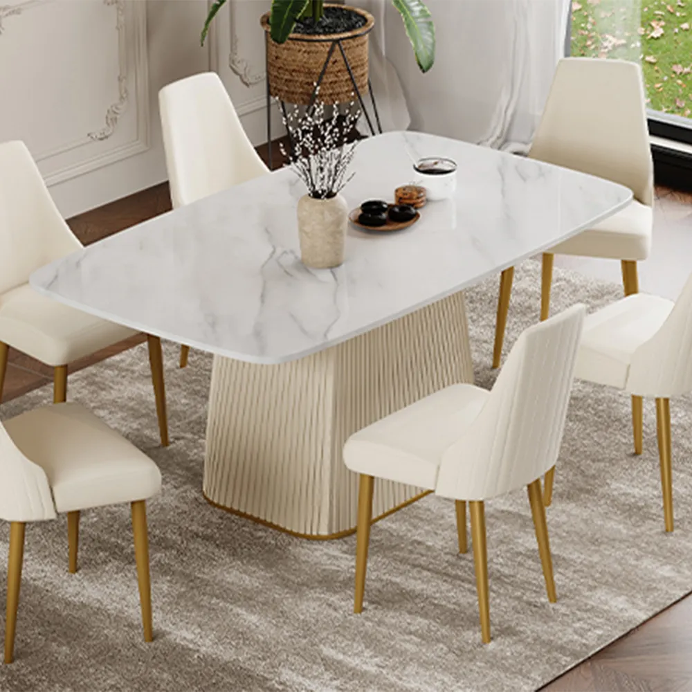Rectangular Glossy Sintered Stone Dining Table Rectangular Glossy Sintered Stone Dining Table