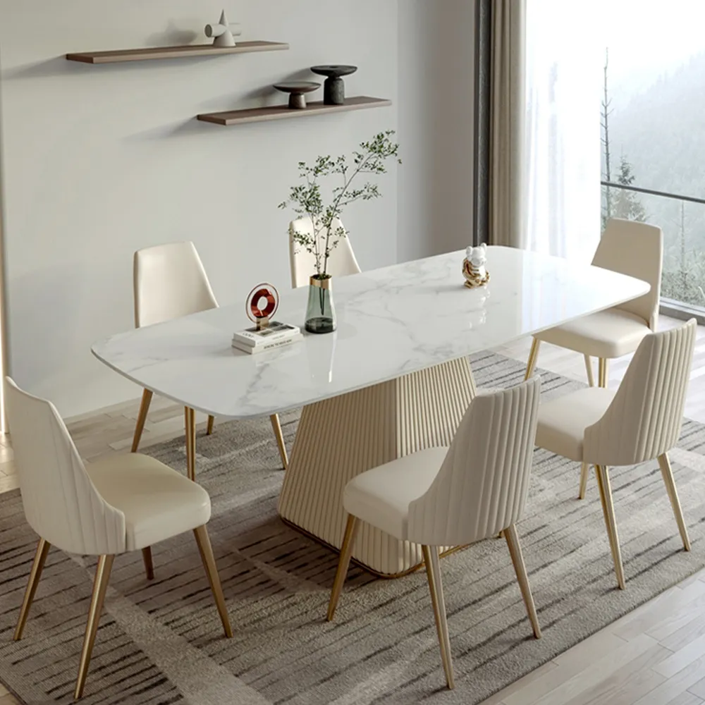 Rectangular Glossy Sintered Stone Dining Table Rectangular Glossy Sintered Stone Dining Table
