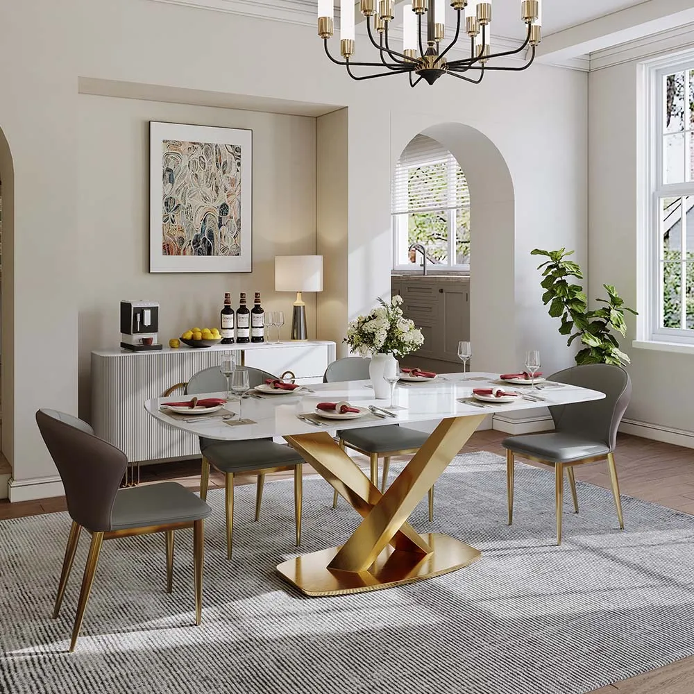 Rectangular Glossy Sintered Stone Dining Table Rectangular Glossy Sintered Stone Dining Table