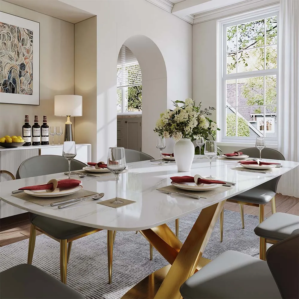 Rectangular Glossy Sintered Stone Dining Table Rectangular Glossy Sintered Stone Dining Table
