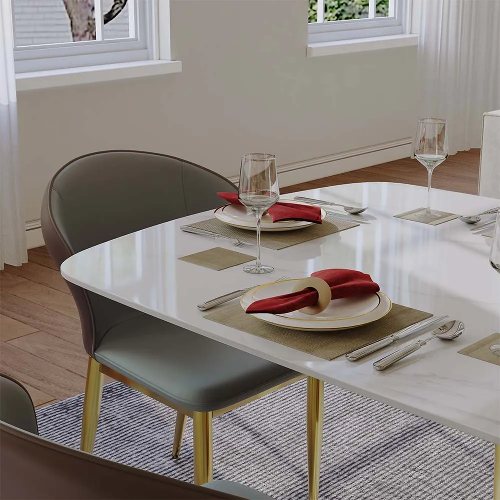 Rectangular Glossy Sintered Stone Dining Table Rectangular Glossy Sintered Stone Dining Table