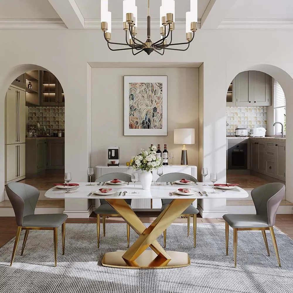 Rectangular Glossy Sintered Stone Dining Table Rectangular Glossy Sintered Stone Dining Table