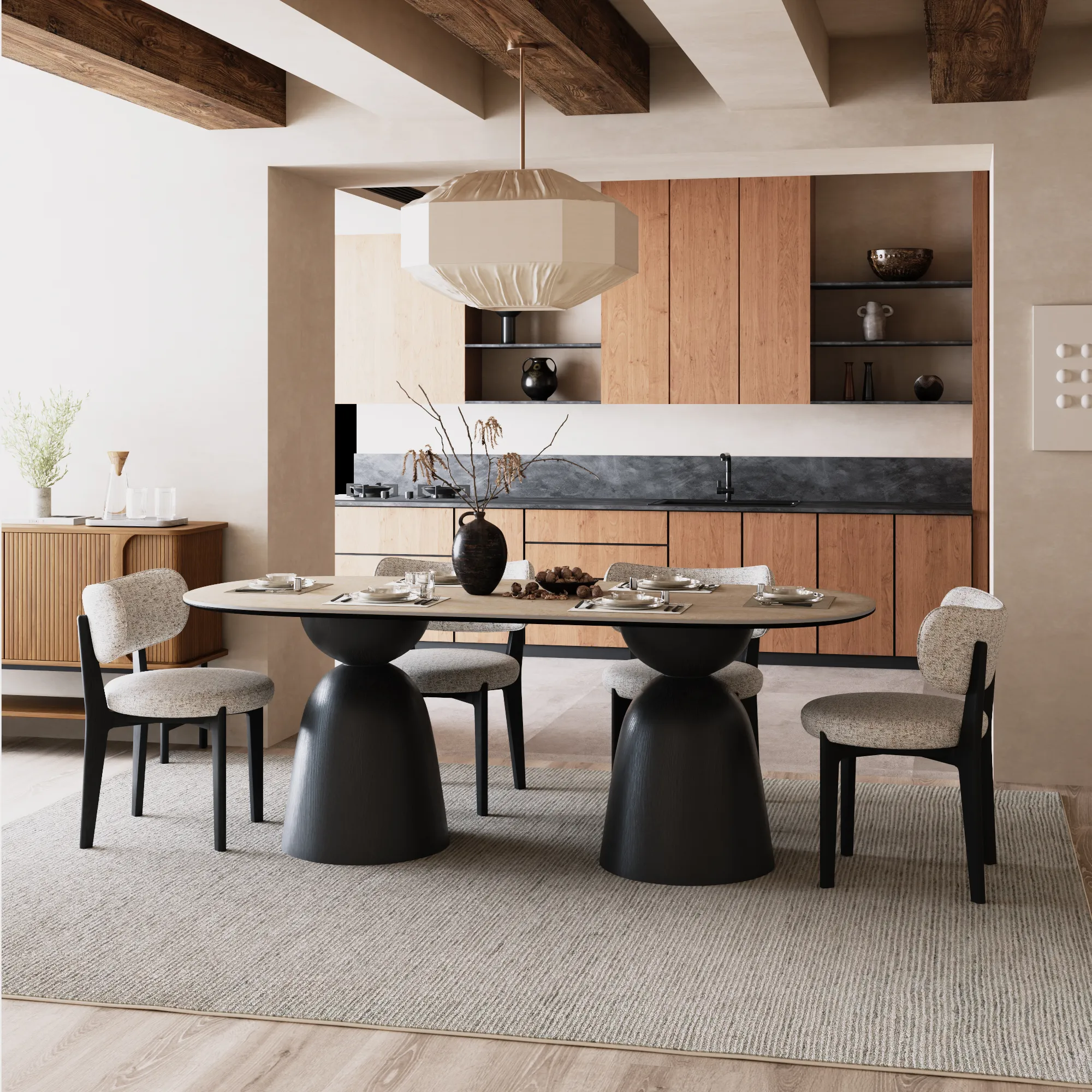 Mid-Century Modern Oval Dining Table