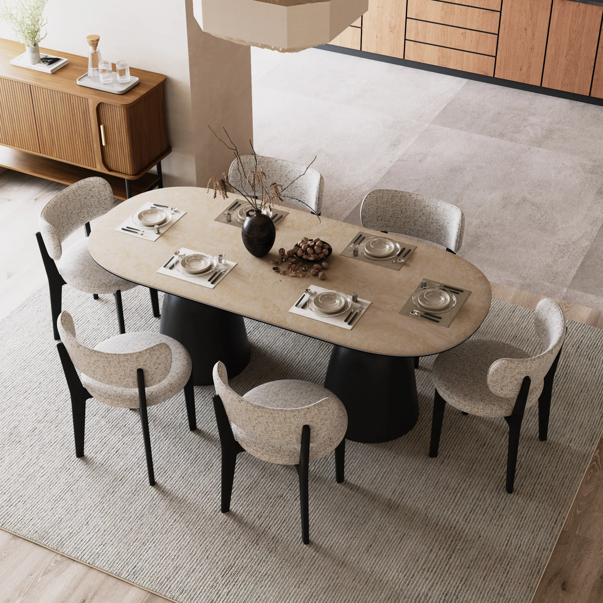 Mid-Century Modern Oval Dining Table