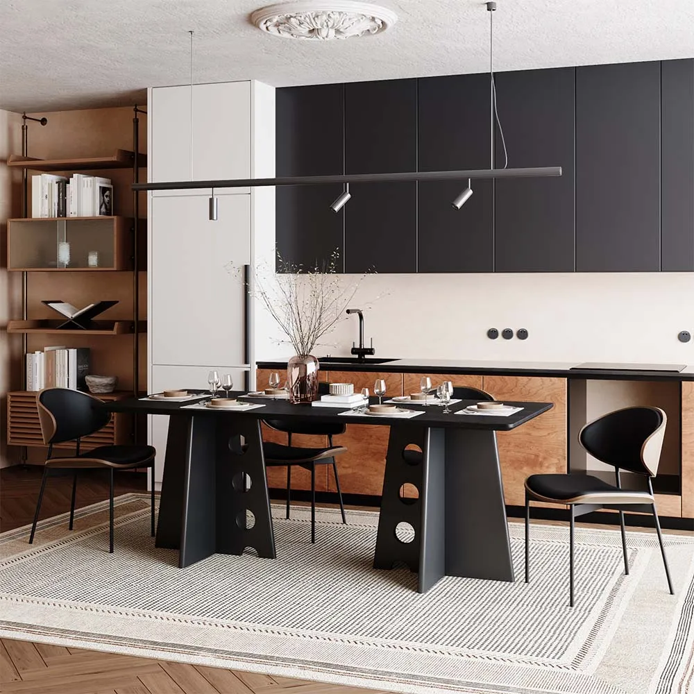 Mid-Century Modern Black Wood Dining Table Mid-Century Modern Black Wood Dining Table