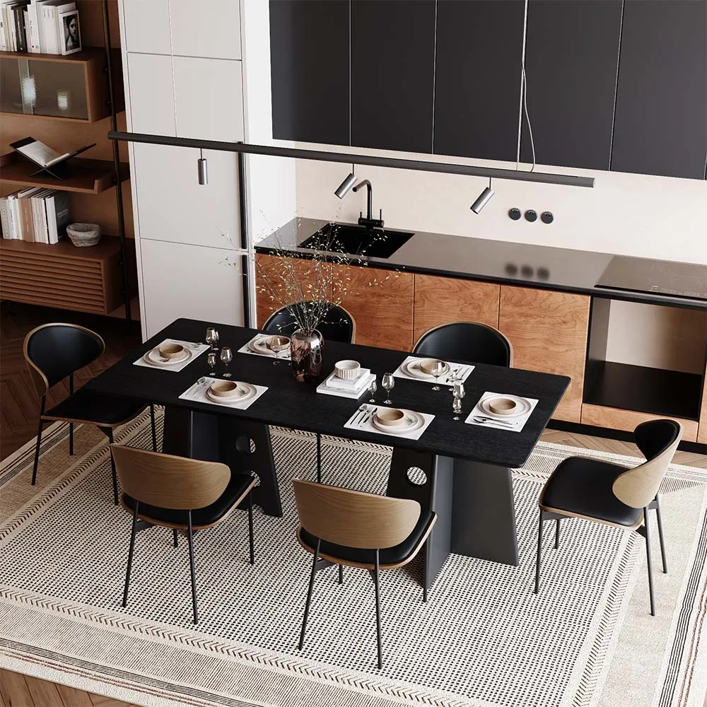 Mid-Century Modern Black Wood Dining Table Mid-Century Modern Black Wood Dining Table