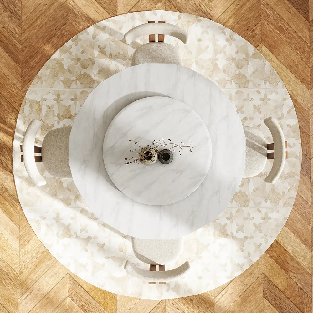 Modern Faux Marble Round Dining Table