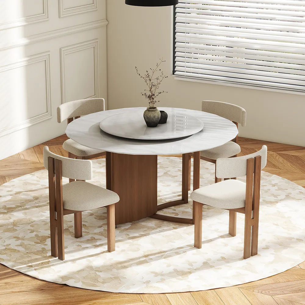 Modern Faux Marble Round Dining Table