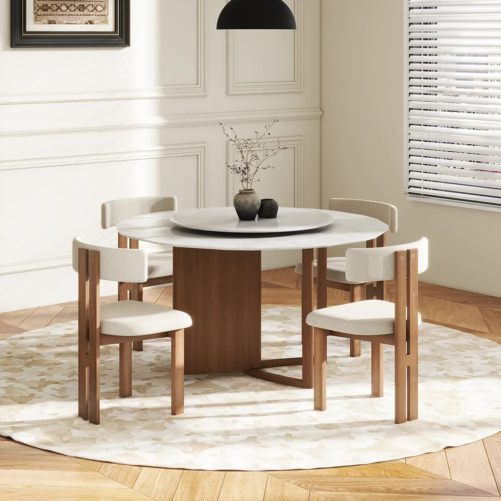 Modern Faux Marble Round Dining Table