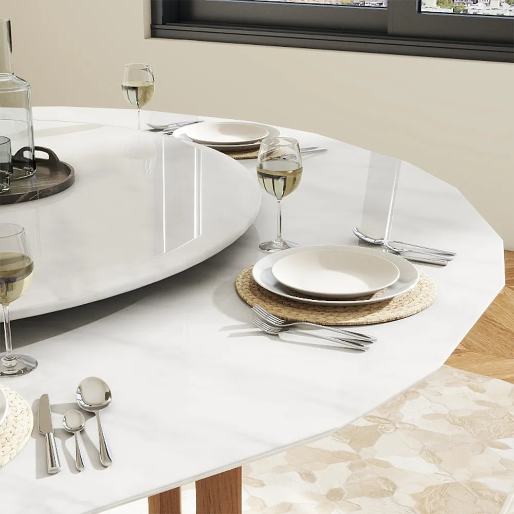 Modern Faux Marble Round Dining Table